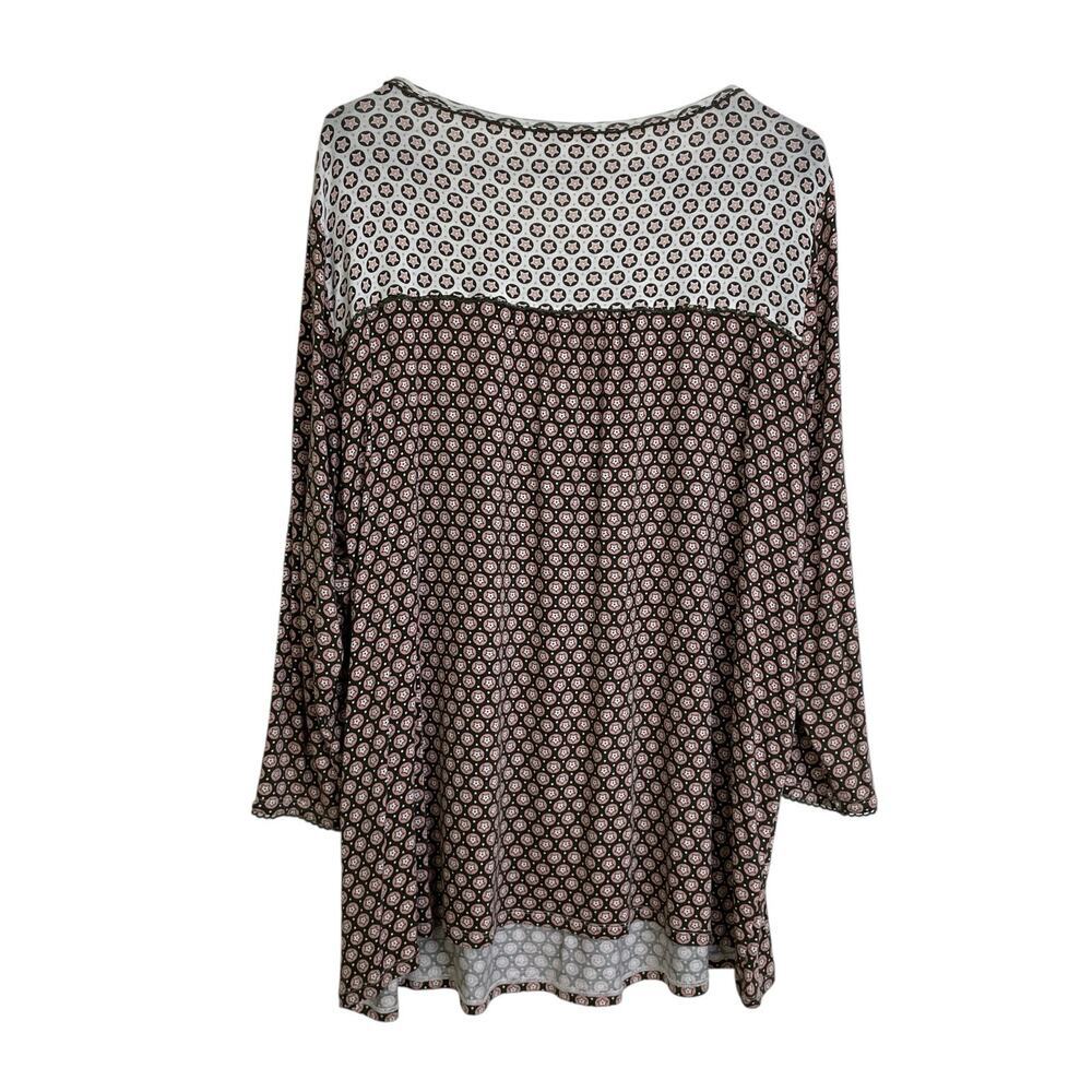 Boden Long Sleeve Shirt Womens Size 18 Plus Natasha Star Print Stretch Scallop - Picture 2 of 10